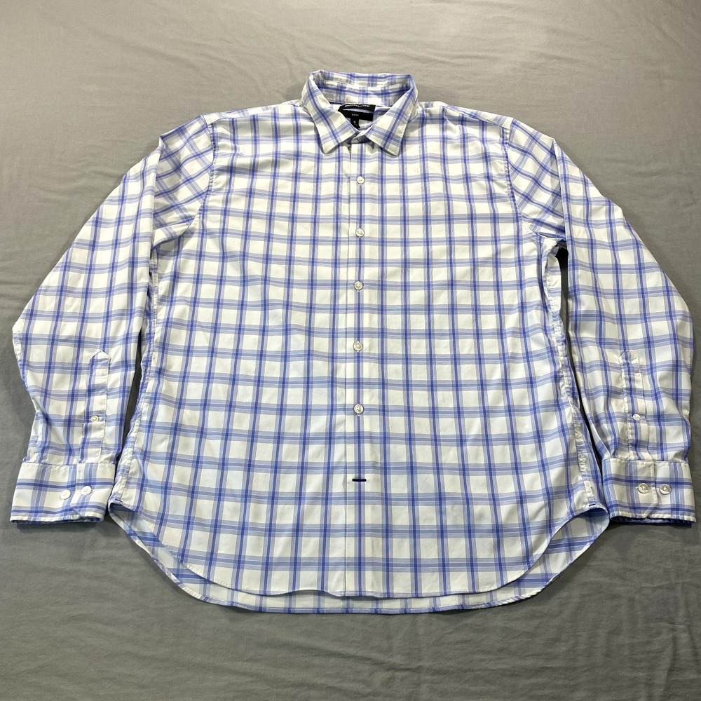 Bonobos Shirt Mens XL White Blue Slim Fit‎ Stretch Button Up Stretch Performance